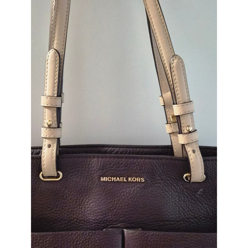 Michael Kors Bedford Pebbled Leather Tote Bag Brown with Gold Hardware - Picture 2 of 12
